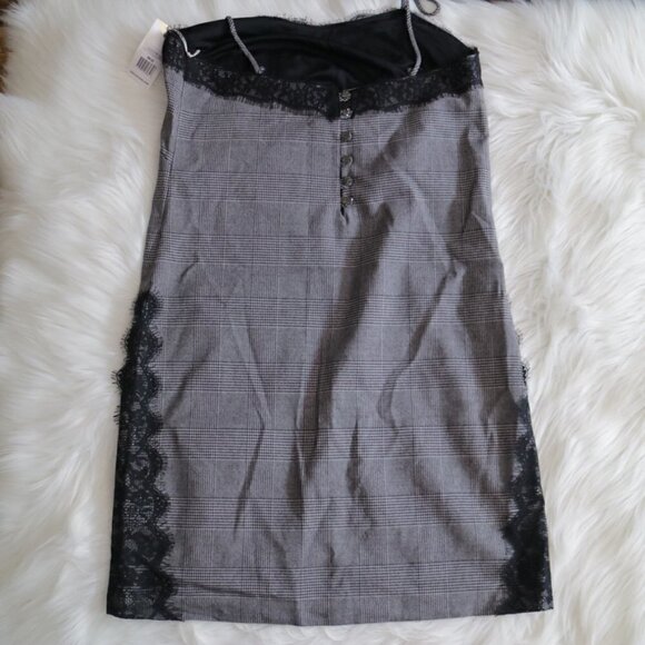 NEW Dex Black Houndstooth Plaid Lace Mini Dress Size Small - Picture 7 of 8